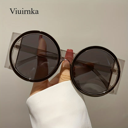 Fashion Sunglasses - Color Block Round Unisex Retro Minimalist Glasses for Beach Vacation - product detail view 8