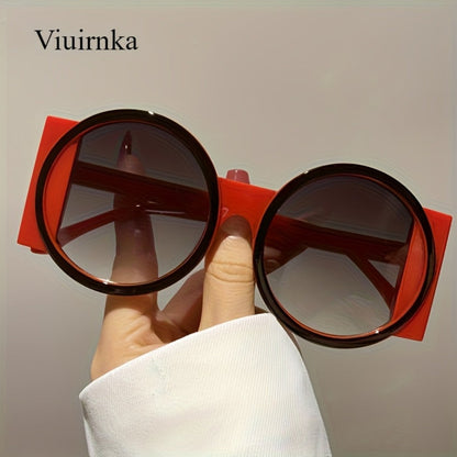 Fashion Sunglasses - Color Block Round Unisex Retro Minimalist Glasses for Beach Vacation - product detail view 10