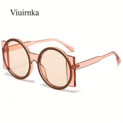 Fashion Sunglasses - Color Block Round Unisex Retro Minimalist Glasses for Beach Vacation - product detail view 12