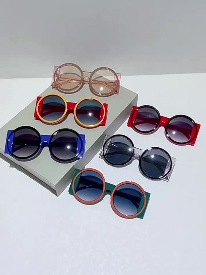 Fashion Sunglasses - Color Block Round Unisex Retro Minimalist Glasses for Beach Vacation - product detail view 13