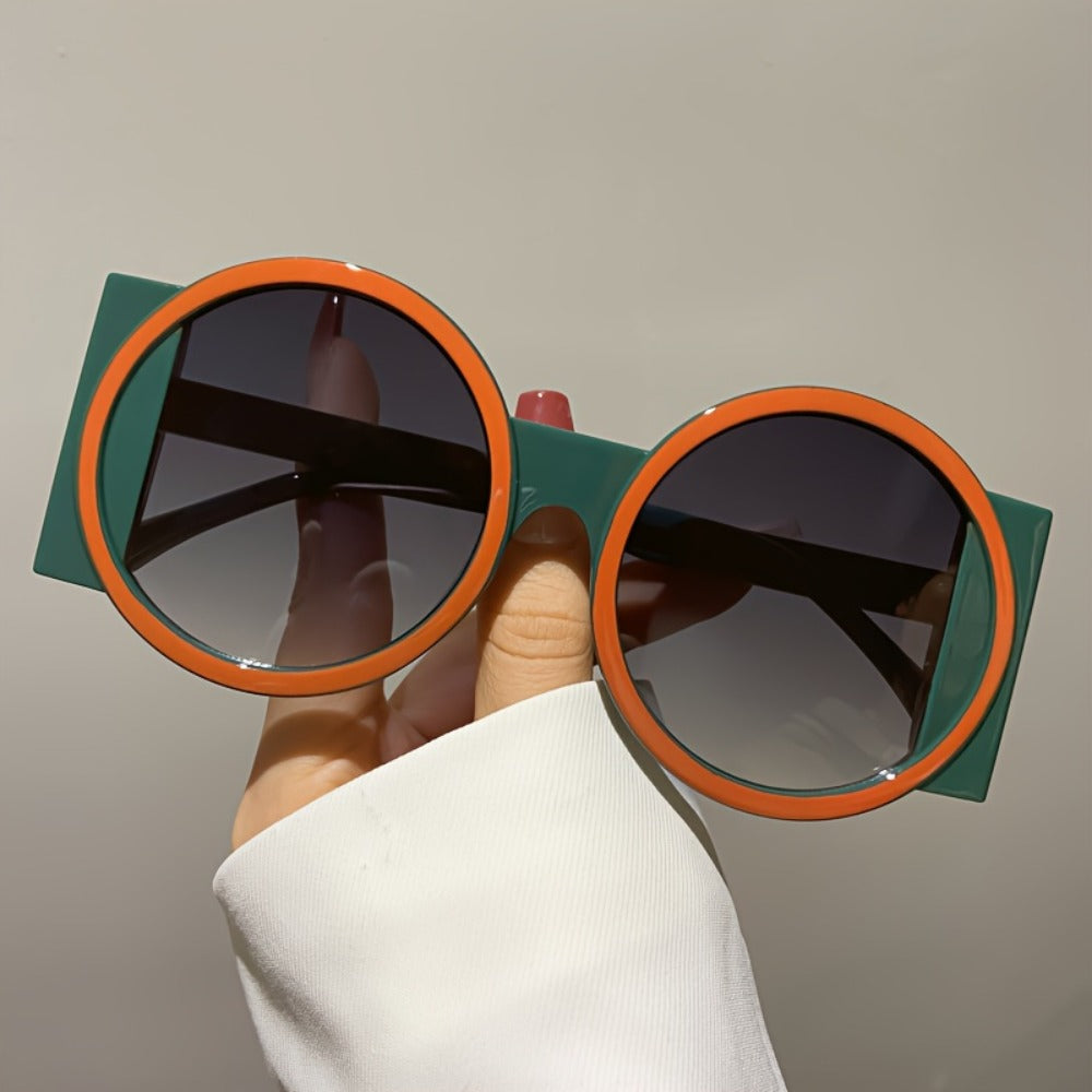 Fashion Sunglasses - Color Block Round Unisex Retro Minimalist Glasses for Beach Vacation - product detail view 14