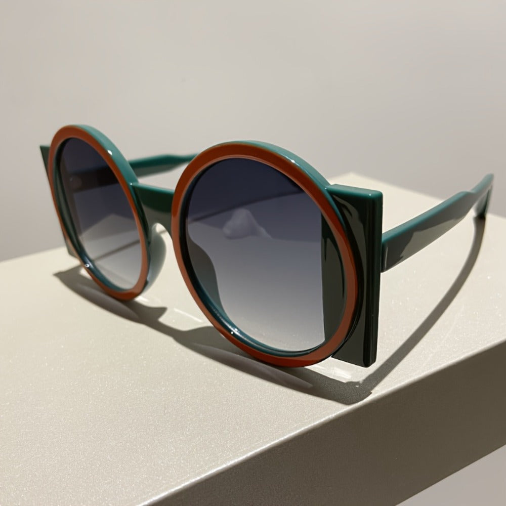Fashion Sunglasses - Color Block Round Unisex Retro Minimalist Glasses for Beach Vacation - product detail view 16