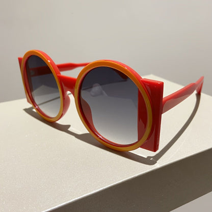 Fashion Sunglasses - Color Block Round Unisex Retro Minimalist Glasses for Beach Vacation - product detail view 19