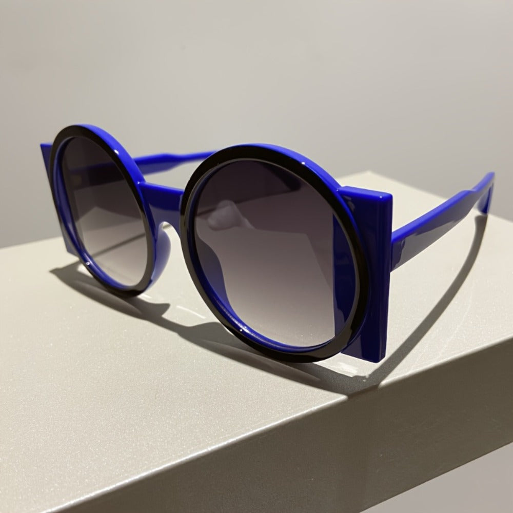 Fashion Sunglasses - Color Block Round Unisex Retro Minimalist Glasses for Beach Vacation - product detail view 22