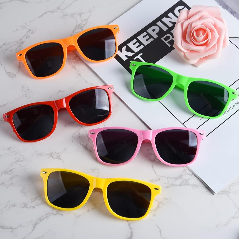 Fashion Sunglasses - Neon 12 Pack Bulk UV400 Polarized Favors - Colorful Shades for Beach Pool - product detail view 2