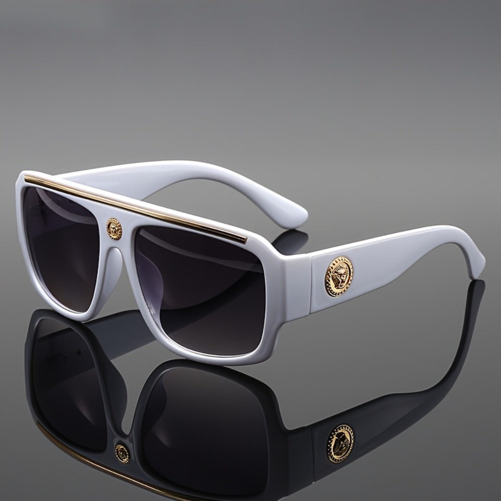 Fashion Sunglasses - Oversized Square Glasses Cyberpunk Extra Large 139mm+ Frame with Gold - main product view