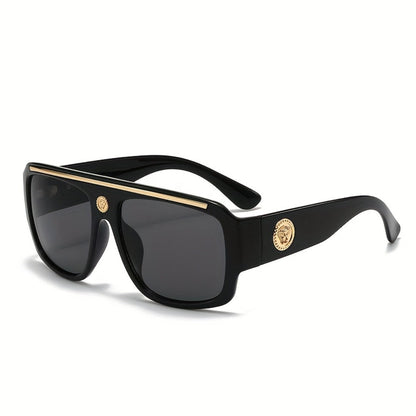 Fashion Sunglasses - Oversized Square Glasses Cyberpunk Extra Large 139mm+ Frame with Gold - product detail view 4