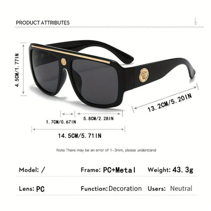 Fashion Sunglasses - Oversized Square Glasses Cyberpunk Extra Large 139mm+ Frame with Gold - product detail view 5
