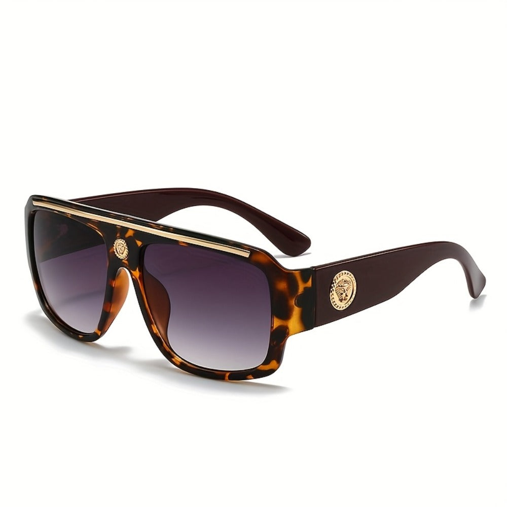Fashion Sunglasses - Oversized Square Glasses Cyberpunk Extra Large 139mm+ Frame with Gold - product detail view 7