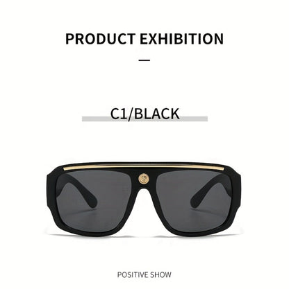 Fashion Sunglasses - Oversized Square Glasses Cyberpunk Extra Large 139mm+ Frame with Gold - product detail view 16