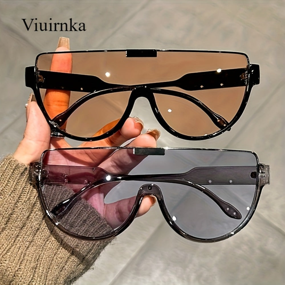Fashion Sunglasses - Oversized Unisex Semi-Circular Glare Resistant Trendy Shades 5 Lens Colors - product detail view 4