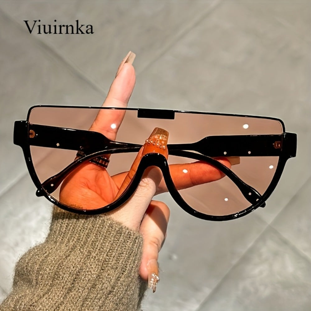 Fashion Sunglasses - Oversized Unisex Semi-Circular Glare Resistant Trendy Shades 5 Lens Colors - product detail view 5