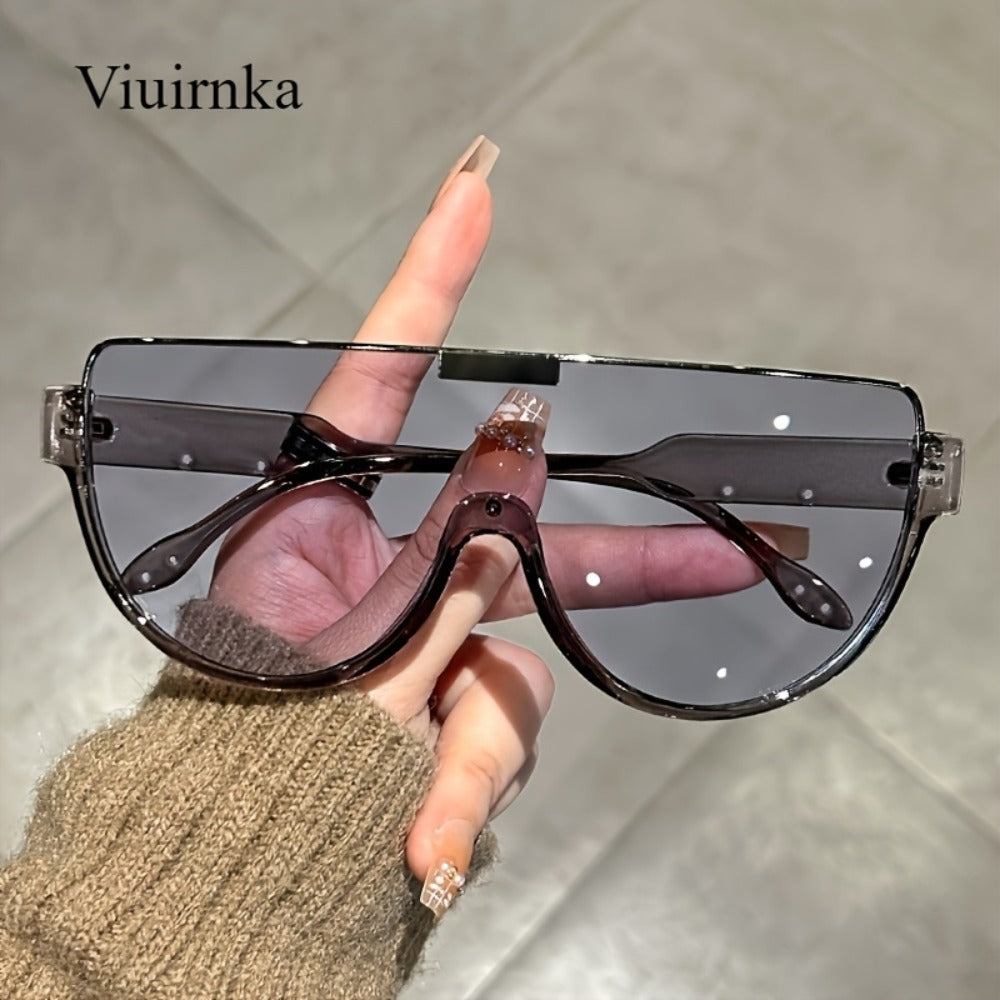 Fashion Sunglasses - Oversized Unisex Semi-Circular Glare Resistant Trendy Shades 5 Lens Colors - product detail view 8