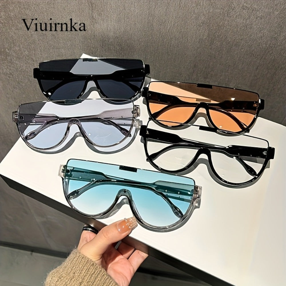 Fashion Sunglasses - Oversized Unisex Semi-Circular Glare Resistant Trendy Shades 5 Lens Colors - product detail view 10