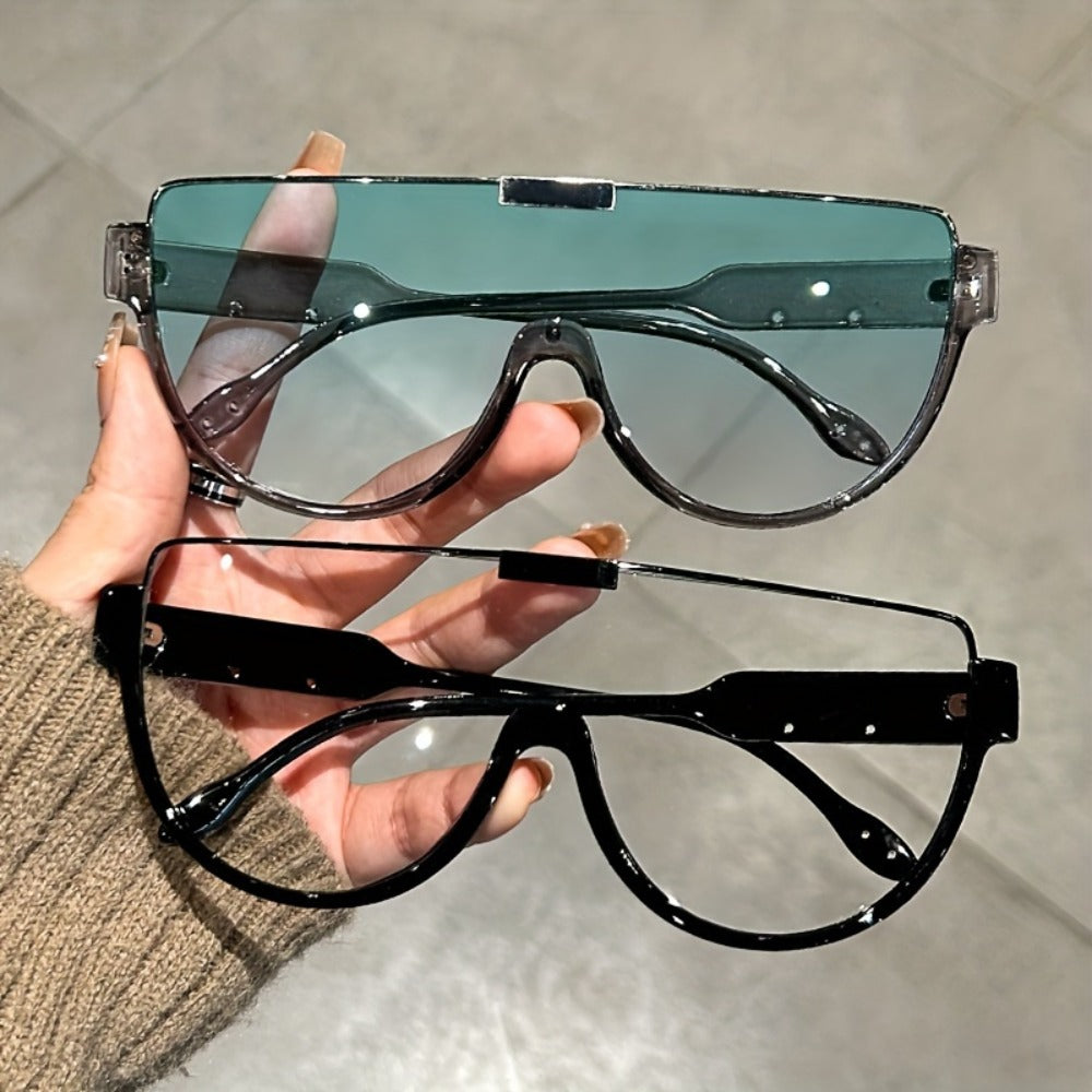 Fashion Sunglasses - Oversized Unisex Semi-Circular Glare Resistant Trendy Shades 5 Lens Colors - product detail view 12