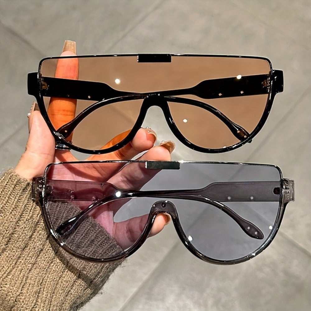 Fashion Sunglasses - Oversized Unisex Semi-Circular Glare Resistant Trendy Shades 5 Lens Colors - product detail view 14