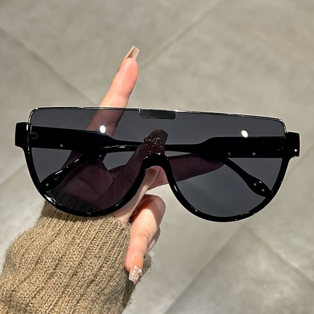 Fashion Sunglasses - Oversized Unisex Semi-Circular Glare Resistant Trendy Shades 5 Lens Colors - product detail view 15