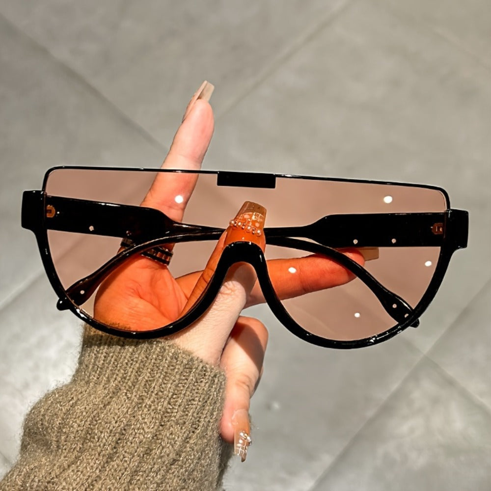 Fashion Sunglasses - Oversized Unisex Semi-Circular Glare Resistant Trendy Shades 5 Lens Colors - product detail view 16