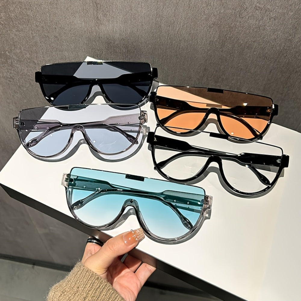 Fashion Sunglasses - Oversized Unisex Semi-Circular Glare Resistant Trendy Shades 5 Lens Colors - product detail view 17