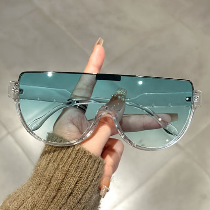 Fashion Sunglasses - Oversized Unisex Semi-Circular Glare Resistant Trendy Shades 5 Lens Colors - product detail view 19