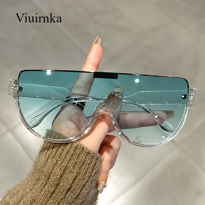 Fashion Sunglasses - Oversized Unisex Semi-Circular Glare Resistant Trendy Shades 5 Lens Colors - product detail view 23