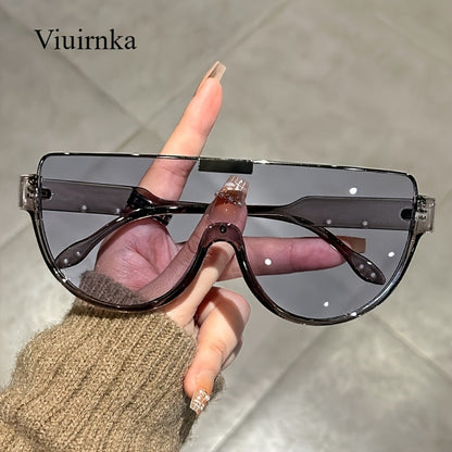 Fashion Sunglasses - Oversized Unisex Semi-Circular Glare Resistant Trendy Shades 5 Lens Colors - product detail view 24