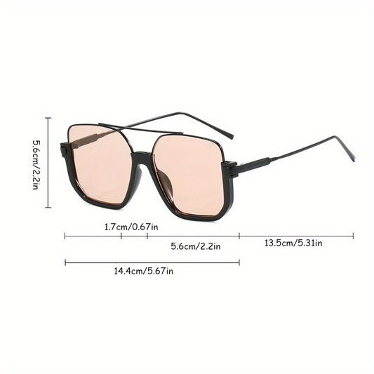 Fashion Sunglasses - Oversized Vintage Double Bridge Metal Frame PC Lens Unisex Shades for - product detail view 2
