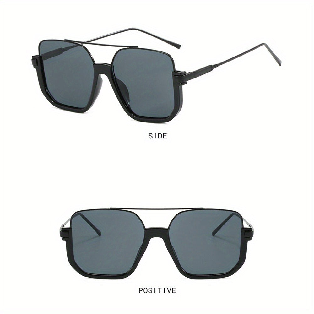 Fashion Sunglasses - Oversized Vintage Double Bridge Metal Frame PC Lens Unisex Shades for - product detail view 4