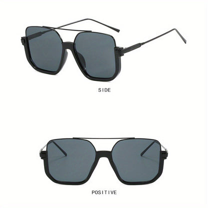 Fashion Sunglasses - Oversized Vintage Double Bridge Metal Frame PC Lens Unisex Shades for - product detail view 4