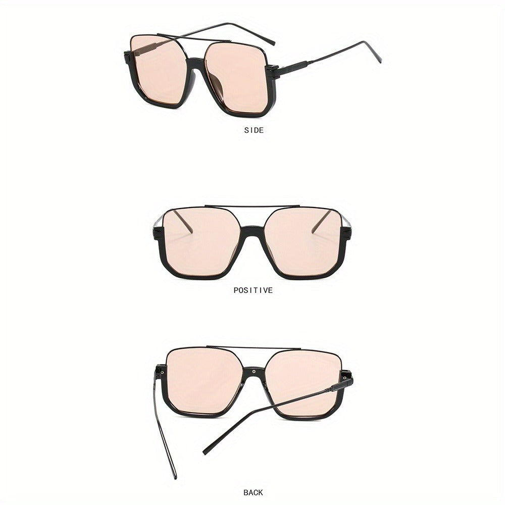 Fashion Sunglasses - Oversized Vintage Double Bridge Metal Frame PC Lens Unisex Shades for - product detail view 7