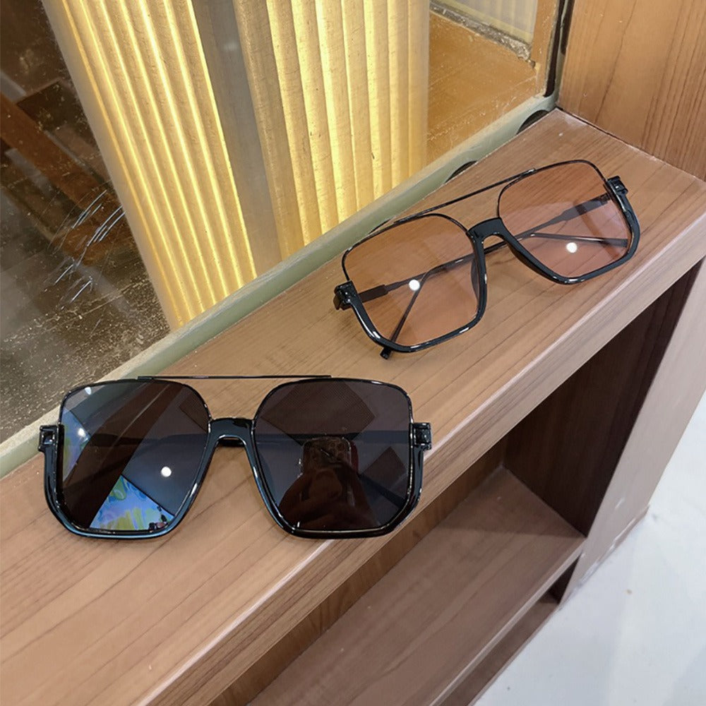 Fashion Sunglasses - Oversized Vintage Double Bridge Metal Frame PC Lens Unisex Shades for - product detail view 8