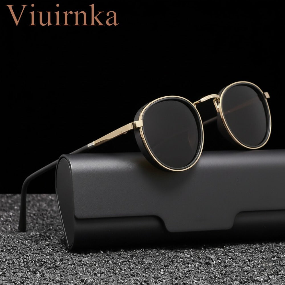 Fashion Sunglasses - Round Metal Polarized Unisex TAC Lens UV Protection, Lightweight Durable - product detail view 3