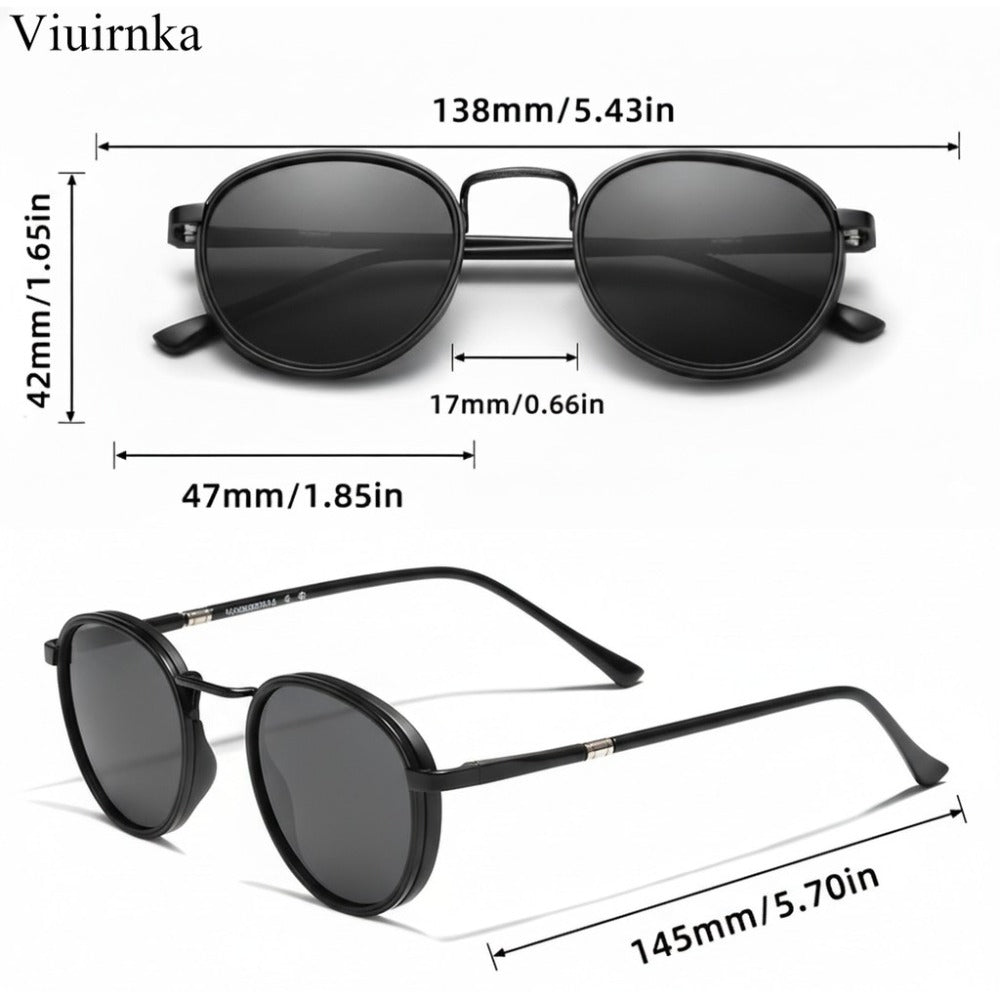 Fashion Sunglasses - Round Metal Polarized Unisex TAC Lens UV Protection, Lightweight Durable - product detail view 4
