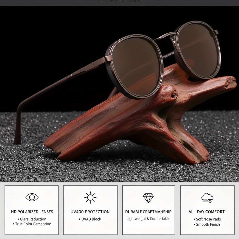 Fashion Sunglasses - Round Metal Polarized Unisex TAC Lens UV Protection, Lightweight Durable - product detail view 7