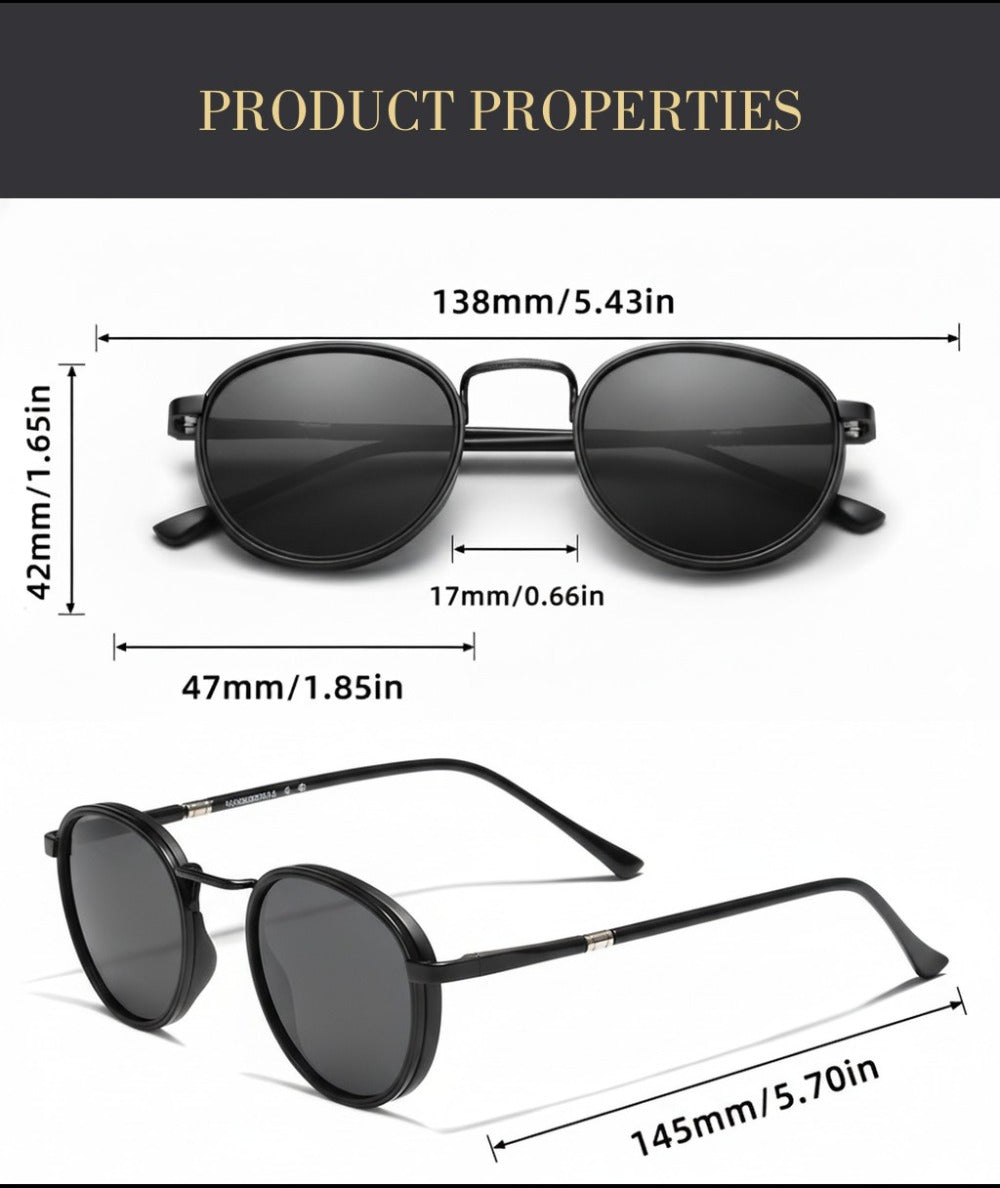 Fashion Sunglasses - Round Metal Polarized Unisex TAC Lens UV Protection, Lightweight Durable - product detail view 11