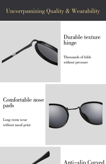Fashion Sunglasses - Round Metal Polarized Unisex TAC Lens UV Protection, Lightweight Durable - product detail view 12
