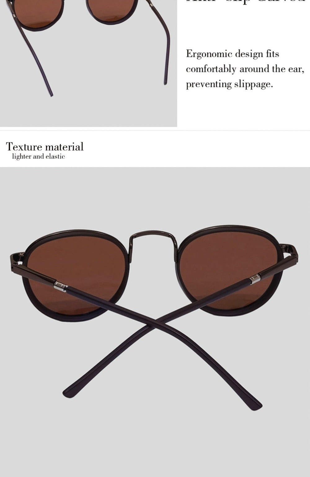 Fashion Sunglasses - Round Metal Polarized Unisex TAC Lens UV Protection, Lightweight Durable - product detail view 15