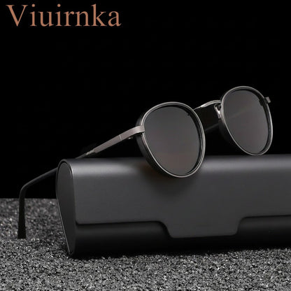 Fashion Sunglasses - Round Metal Polarized Unisex TAC Lens UV Protection, Lightweight Durable - product detail view 22