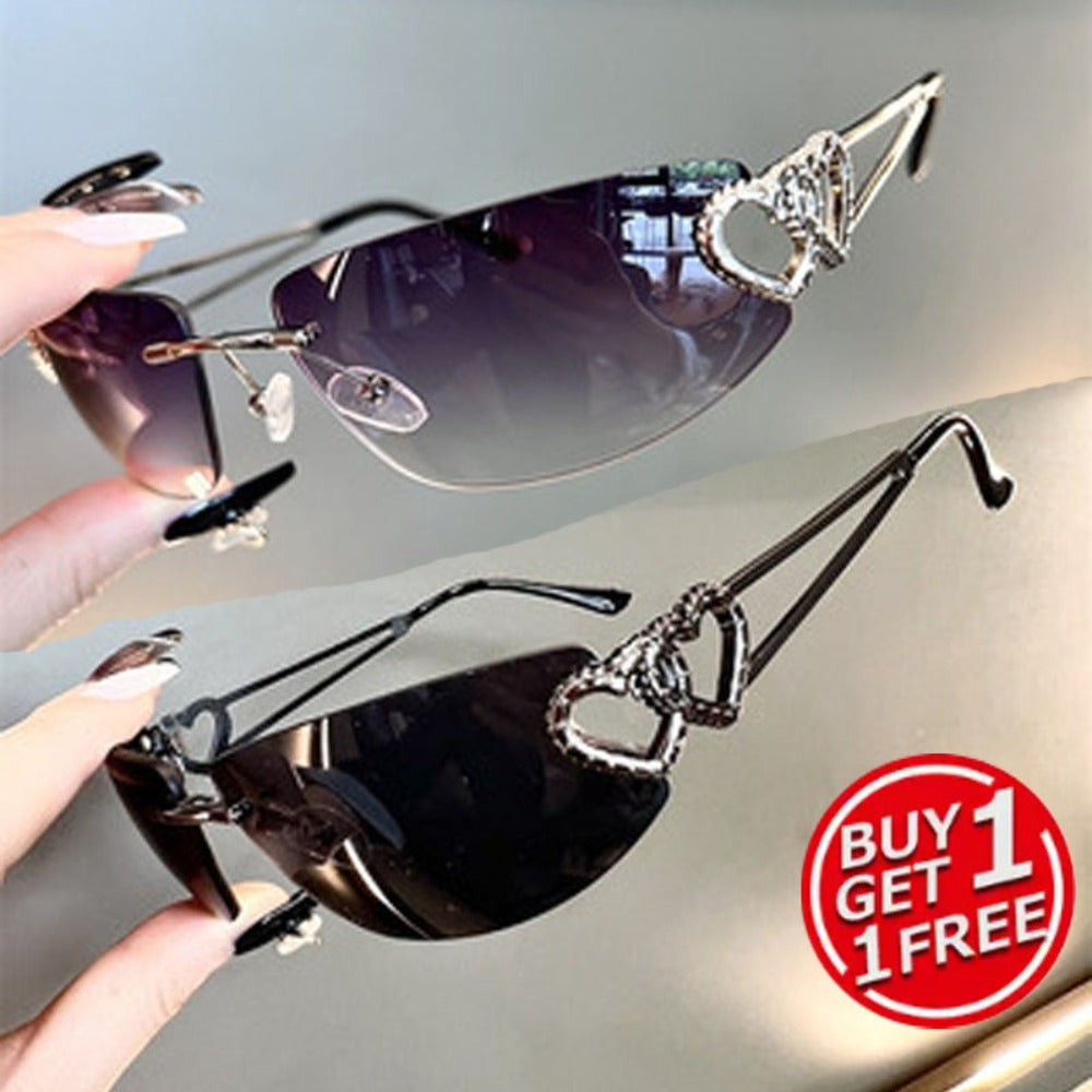 Fashion Sunglasses - Y2K Rimless 2 Pack for Couples Retro Frameless Mercury Mirror Lens Glasses - product detail view 2