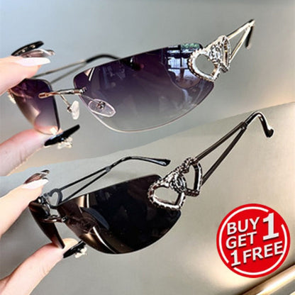Fashion Sunglasses - Y2K Rimless 2 Pack for Couples Retro Frameless Mercury Mirror Lens Glasses - product detail view 2