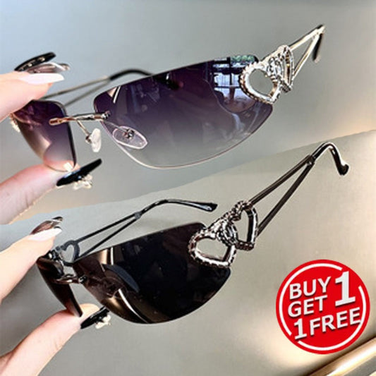 Fashion Sunglasses - Y2K Rimless 2 Pack for Couples Retro Frameless Mercury Mirror Lens Glasses - product detail view 2