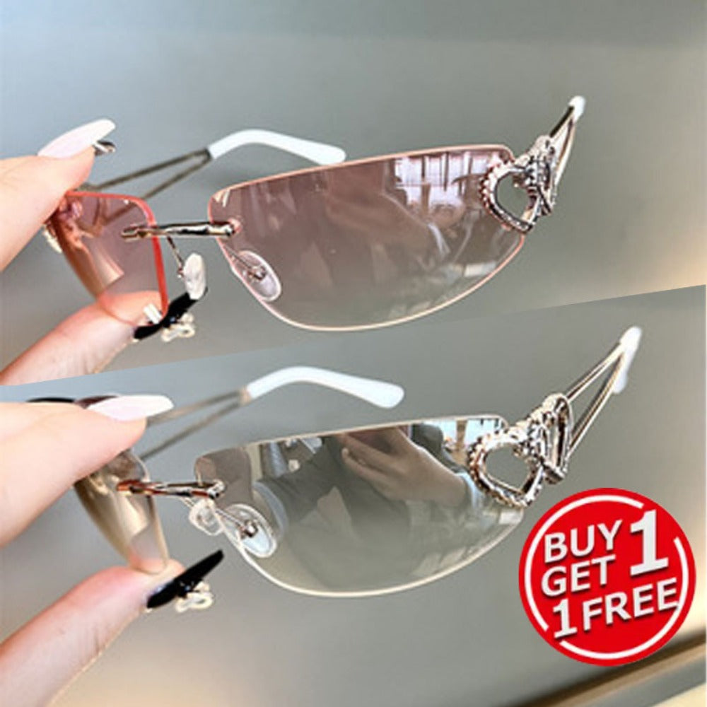 Fashion Sunglasses - Y2K Rimless 2 Pack for Couples Retro Frameless Mercury Mirror Lens Glasses - product detail view 6