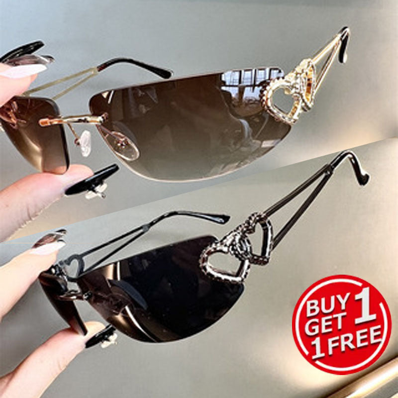 Fashion Sunglasses - Y2K Rimless 2 Pack for Couples Retro Frameless Mercury Mirror Lens Glasses - product detail view 9