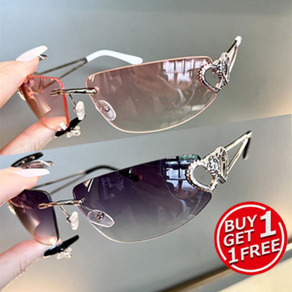 Fashion Sunglasses - Y2K Rimless 2 Pack for Couples Retro Frameless Mercury Mirror Lens Glasses - product detail view 10