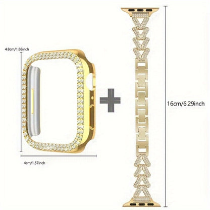 Fashion Watch - Apple Band Double Row Case Set Wheat Ear Alloy Strap with Matching Case - product detail view 2