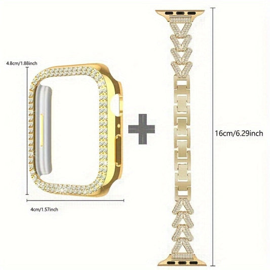 Fashion Watch - Apple Band Double Row Case Set Wheat Ear Alloy Strap with Matching Case - product detail view 2