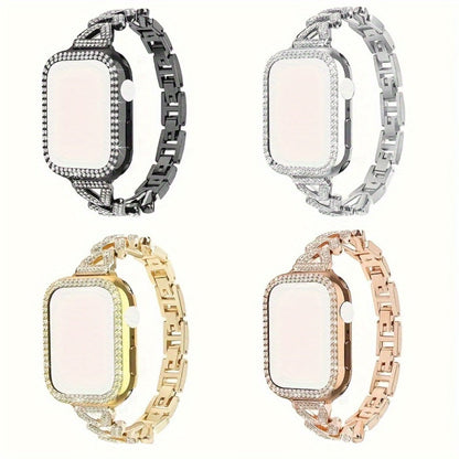 Fashion Watch - Apple Band Double Row Case Set Wheat Ear Alloy Strap with Matching Case - product detail view 4