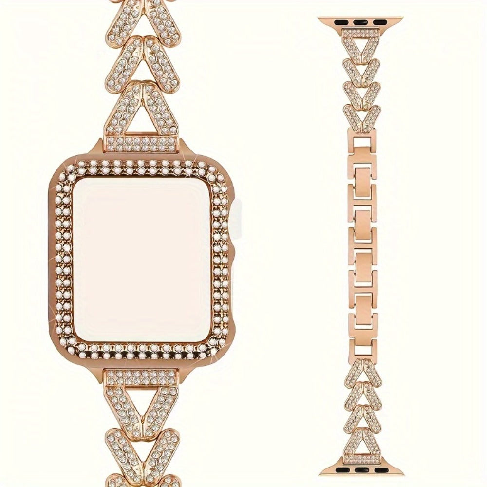 Fashion Watch - Apple Band Double Row Case Set Wheat Ear Alloy Strap with Matching Case - product detail view 10