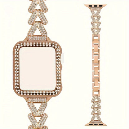 Fashion Watch - Apple Band Double Row Case Set Wheat Ear Alloy Strap with Matching Case - product detail view 10