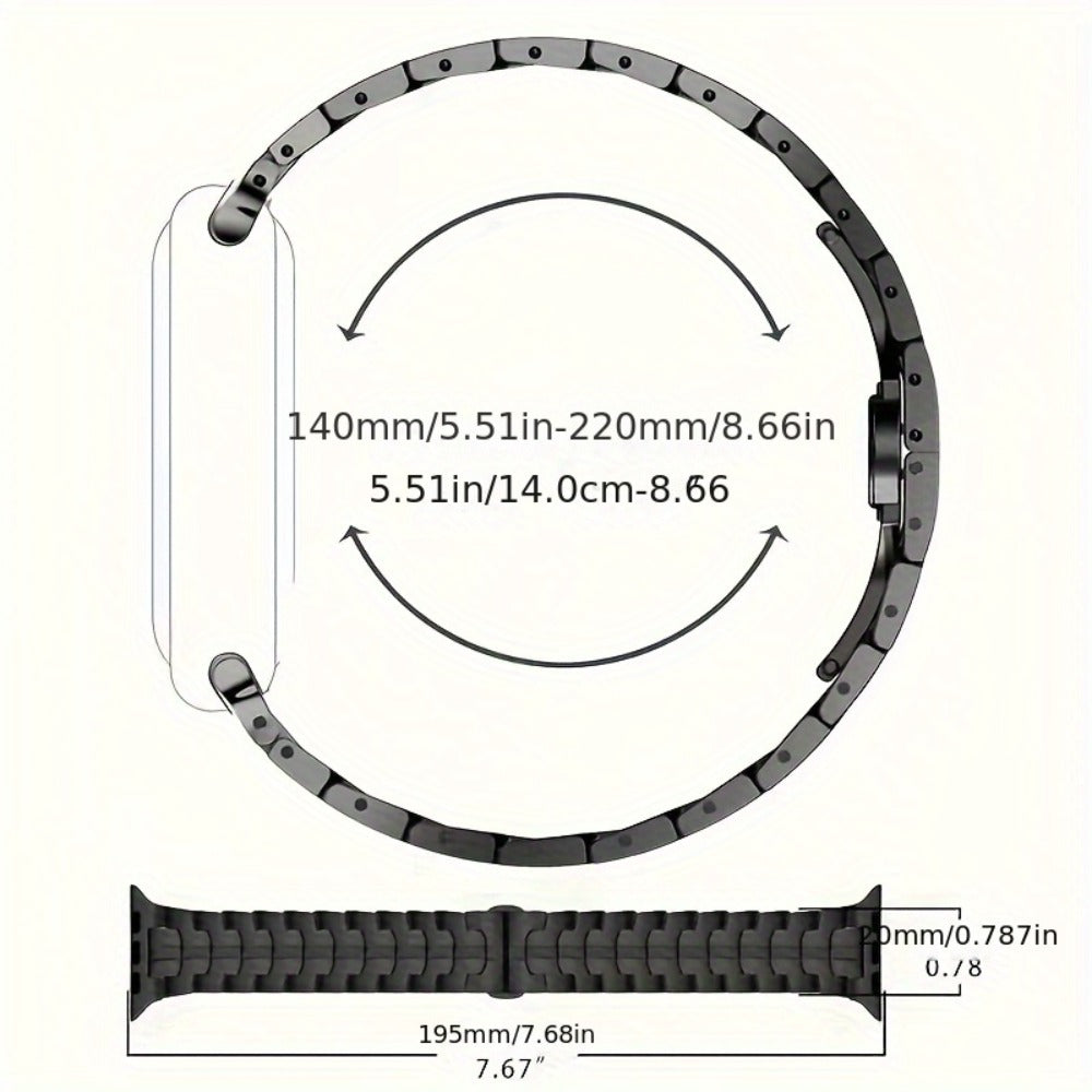 Fashion Watch - Apple Band Stainless Steel Butterfly Clasp Metal Strap with TPU Case - product detail view 2